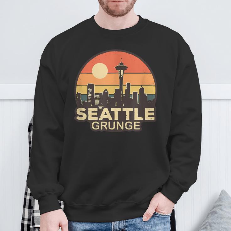 Seattle Grungeintage Skyline Sweatshirt Geschenke für alte Männer