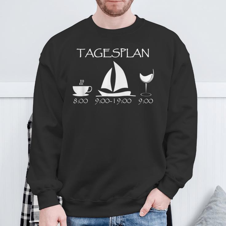 Segeln Tagesplan Segelschiff Geschenk Kaffee Wein Segler Sweatshirt Geschenke für alte Männer