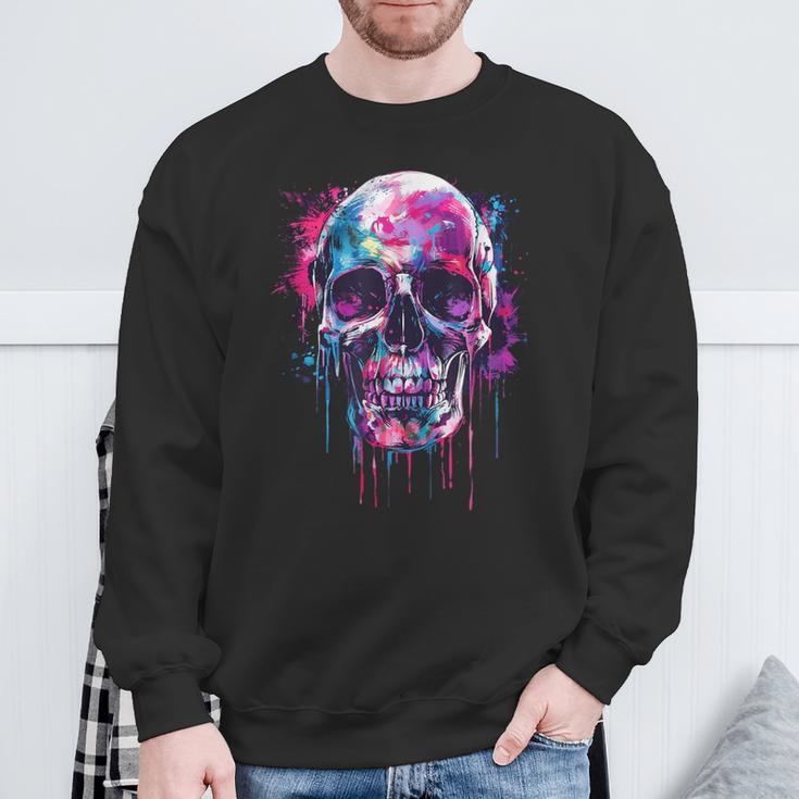 Skeleton Skull Biker Rocker Skull Punk Rock Sweatshirt Geschenke für alte Männer