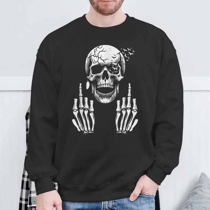 Skull Skeleton Middle Finger Adult Humour F You Sweatshirt Geschenke für alte Männer