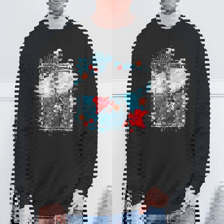 Squelette En Surf Et Tropique Lifestyle Aloha Coloré Fun Sweater e Cadeaux pour les vieillards