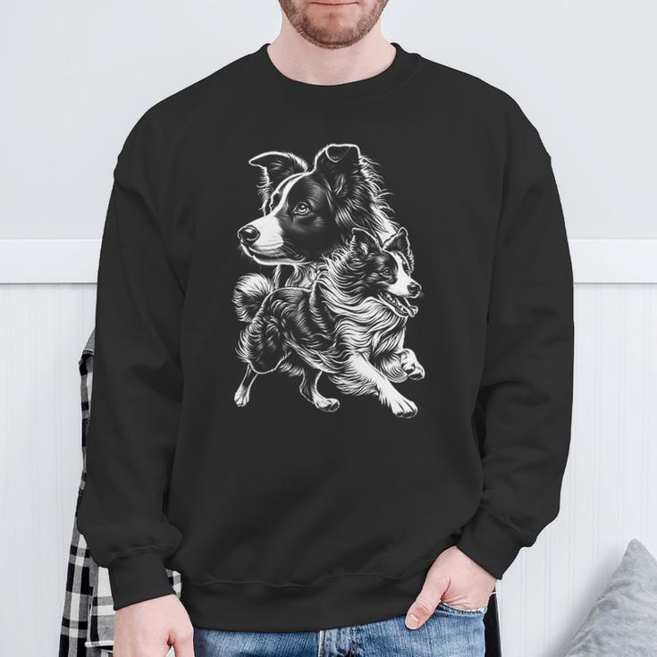 Super Cute Border Collie Cool Portrait On Chest Sweatshirt Geschenke für alte Männer