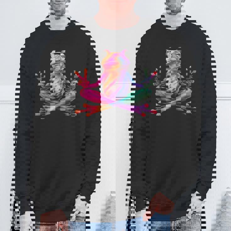 Tie-Dye Frog Peace Sign Hippie Sweatshirt Gifts for Old Men