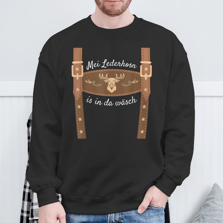 Trachten Dirndl Ersatz Bayrische Tracht Mei Lederhosn Is In Da Wasch Leather Trousers Replacement Lederhosn Short Sleeve Sweatshirt Geschenke für alte Männer