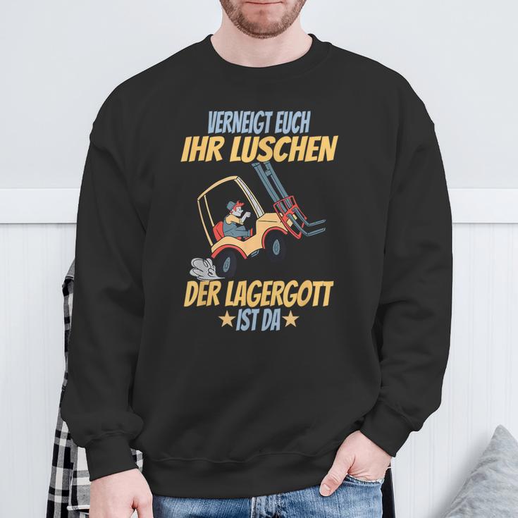 Verneigt Euch Ihr Luschen Der Lagergott Ist Da Flagler S Sweatshirt Geschenke für alte Männer