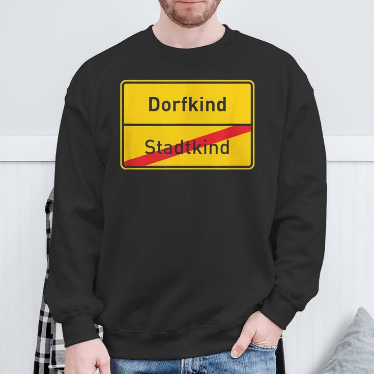 Village Sign Dorfkind Stadtkind Sweatshirt Geschenke für alte Männer