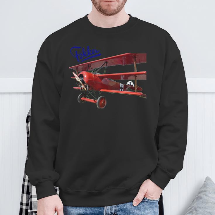 Vintage Car Aeroplane Fokker D3 Triplane Red Baron Ww1 Sweatshirt Geschenke für alte Männer