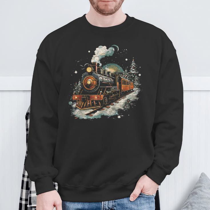 Weihnachtszugintage Dampflokomotive Retro Zug Leiter Sweatshirt Geschenke für alte Männer