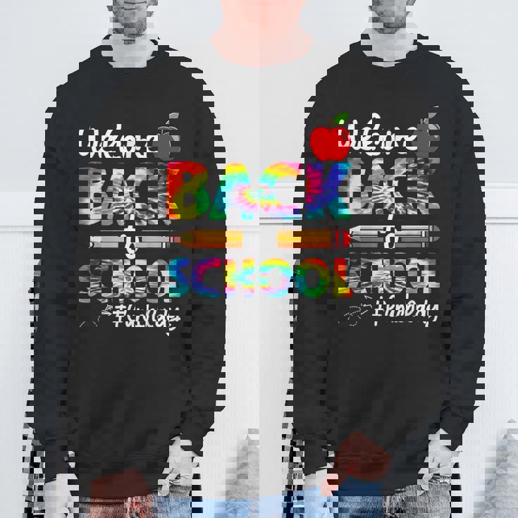 Welcome Back To School Lunch Lady Cafeteria Tie Dye Leopard Sweatshirt Gifts for Old Men