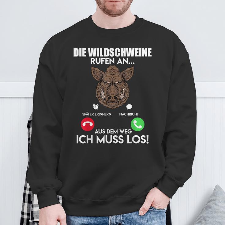 Wildschweinjagd Die Wildschweine Rufen An Muss Los Jäger Sweatshirt Geschenke für alte Männer