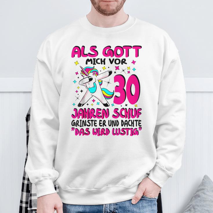 Als Gott Mich 30 Jahren Schuf Grinste Er Dachte Das Wird German Langu Gray Sweatshirt Geschenke für alte Männer