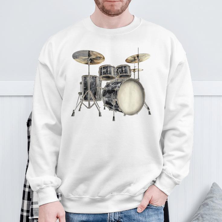 Batterie Instrument De Musique Motif Illustration Batterie Sweater e Cadeaux pour les vieillards