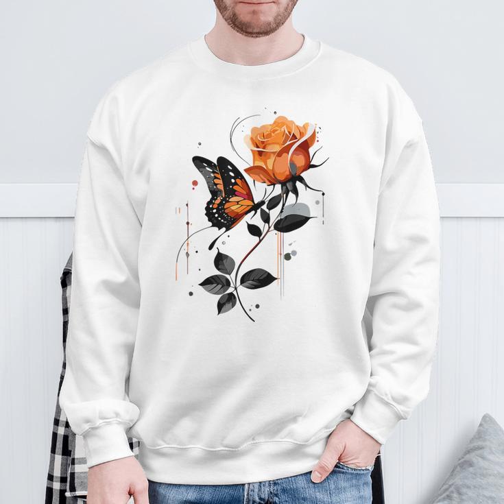 Blumen Und Schmetterlinge Damen Outfit Gray Sweatshirt Geschenke für alte Männer