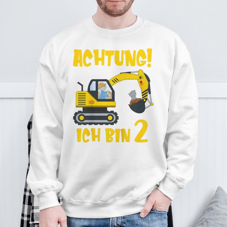 Children's Achtung Ich Bin 2 Jahre Alt Bagger Zum 2Nd Birthday Boys Sweatshirt Geschenke für alte Männer