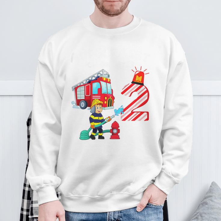 Children's Birthday Feuerwehr Aufgepasst Ich Bin Jetzt 2 Jahre Sweatshirt Geschenke für alte Männer