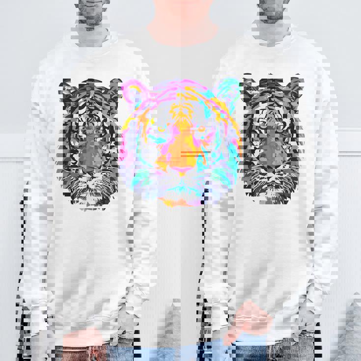 Colorful Tiger Graphic Sweatshirt Gifts for Old Men