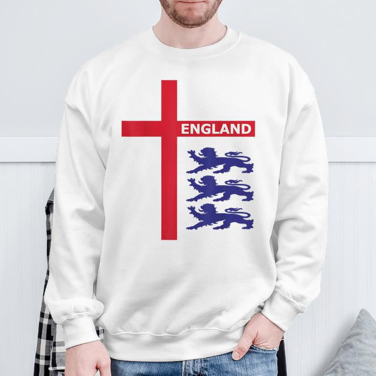 England Flag & Lions Football Fan England Supporter Sweatshirt Geschenke für alte Männer