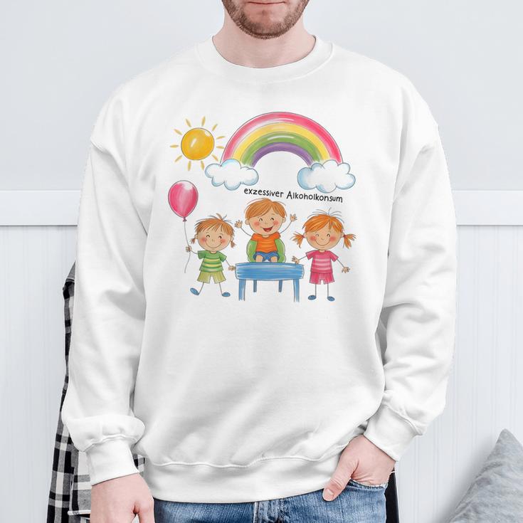 Exzessiver Alkoholkonsum X Lustige Kinder Zeichnung Sweatshirt Geschenke für alte Männer