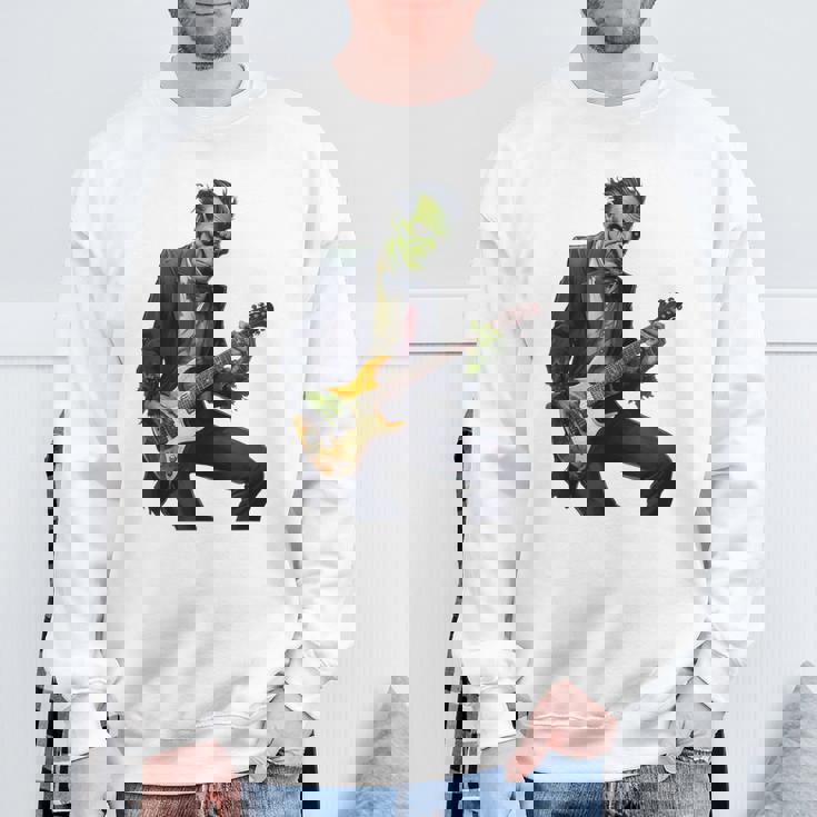 Halloween Cool Monster Playing Electric Guitar Sweatshirt Gifts for Old Men