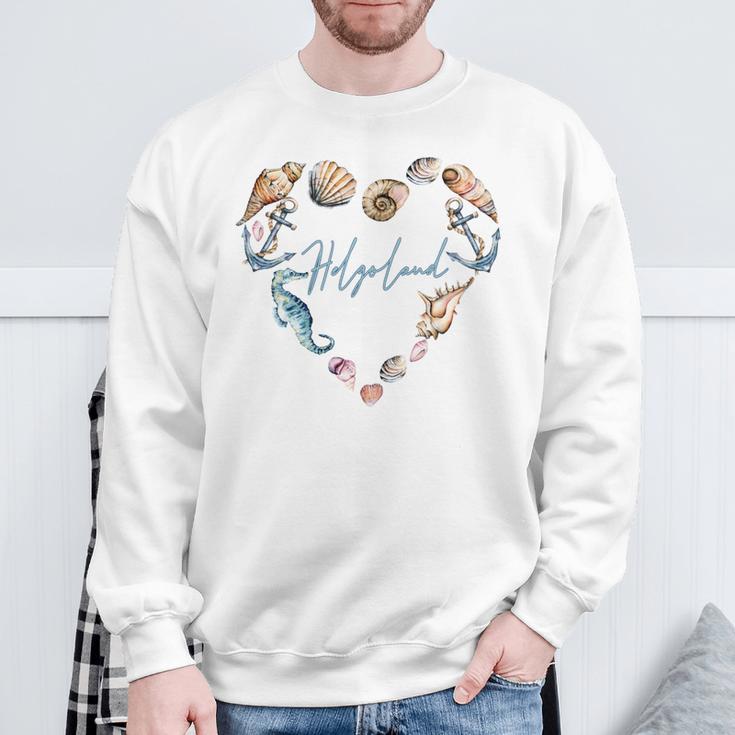 Helgoland Muschelherz Nordsee Muscheln Anker Sweatshirt Geschenke für alte Männer