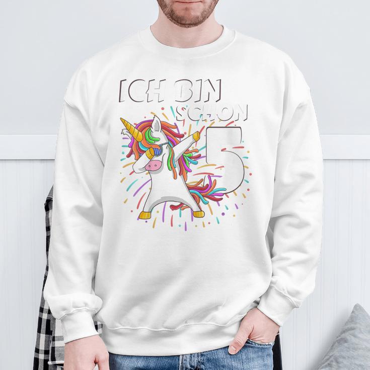 Ich Bin Schon Fünf Einhorn Dab 5Th Birthday Sweatshirt Geschenke für alte Männer