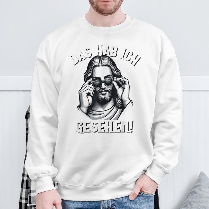 Jesus & Jesus Meme Das Hab Ich Gessehen Jesus Gray Sweatshirt Geschenke für alte Männer