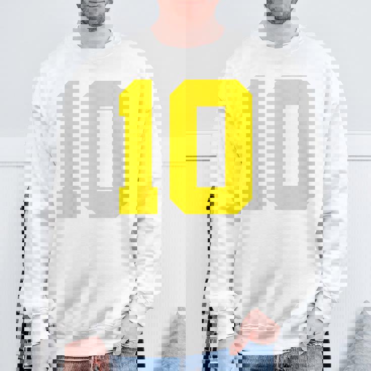 Maglia Sportiva Numero 10 Gialla Stampe Sul Retro Felpa Regalos para ancianos