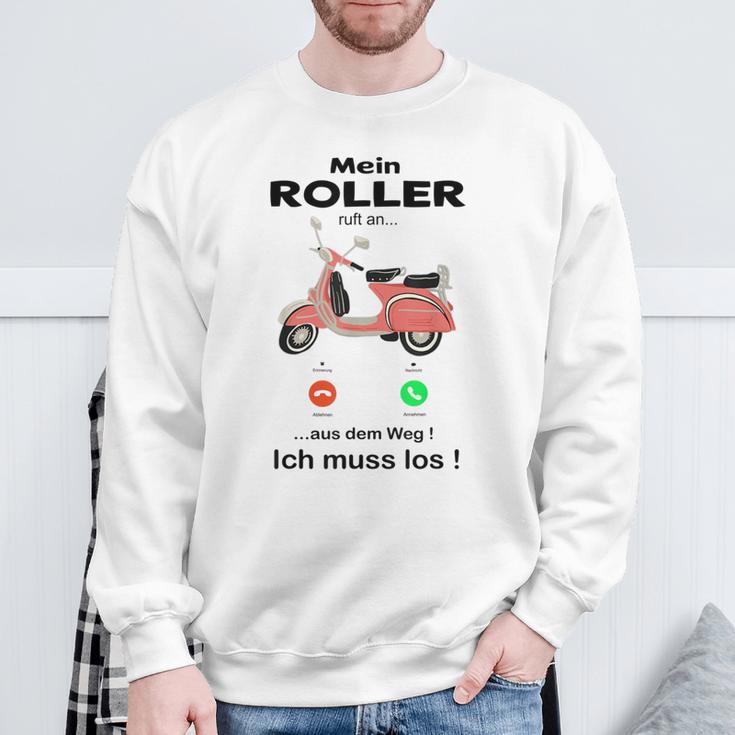 Mein Roller Ruft An Mofa Moped Retro Scooter Gray Sweatshirt Geschenke für alte Männer