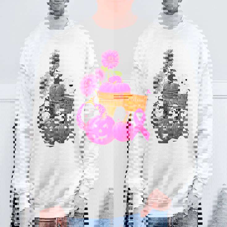In October We Wear Pink Ghosts & Pumpkins For Breast Cancer Sweatshirt Gifts for Old Men