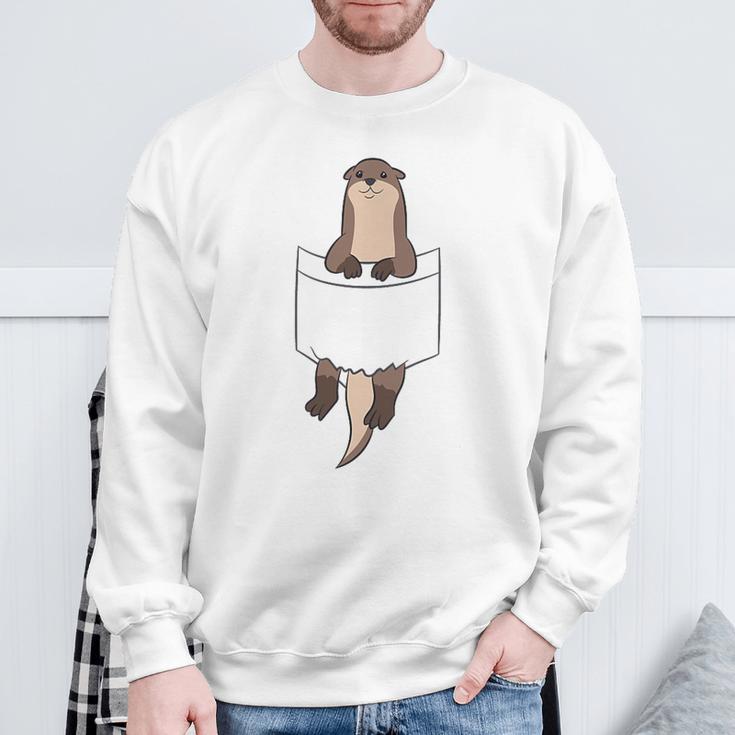 With Otter In Der Tasche Seeotter Liebe Otter Gray Sweatshirt Geschenke für alte Männer