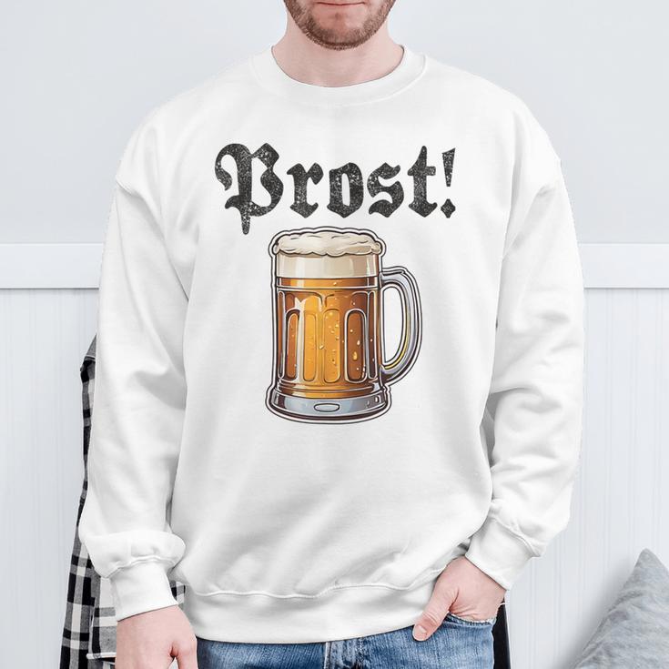 Prost Oktoberfest Bierfest Munich Lederhosen Gray Sweatshirt Geschenke für alte Männer