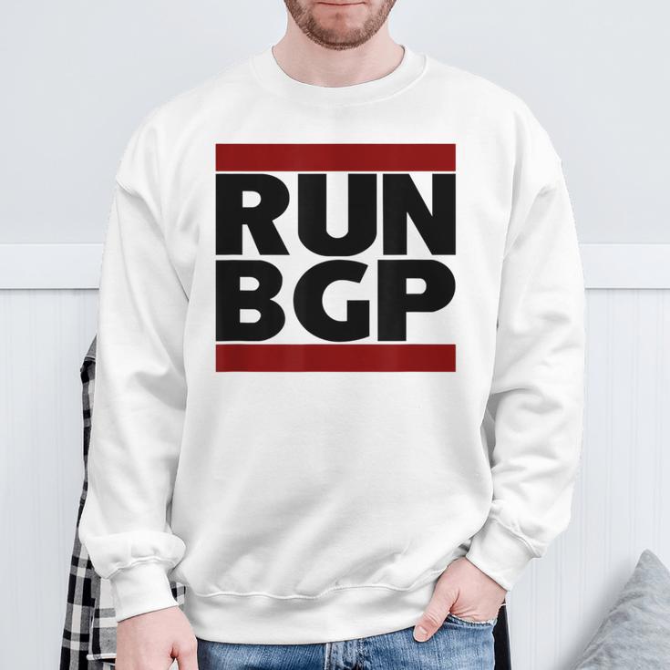 Run Bgp Network Engineer Geeky Nerd Gray Sweatshirt Geschenke für alte Männer