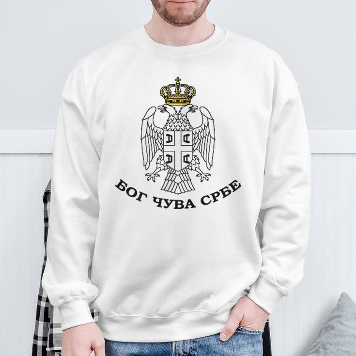 Serbian Eagle Moor Cuva Srbe Srbija Serbia Srpska Cetnik Blue Sweatshirt Geschenke für alte Männer