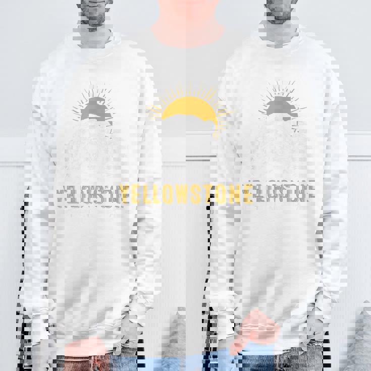 Yellowstone National Park Vintage Wild Bear Sunset Sweatshirt Gifts for Old Men