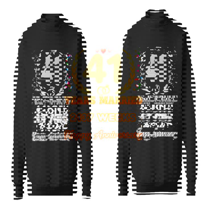 41 Years Married Happy 41St Wedding Anniversary Couple Ring Sweatshirt