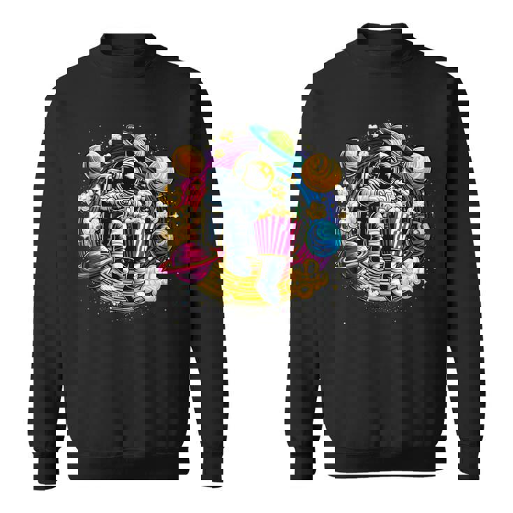 Astronaute Galaxie Colorée Mangeant Du Popcorn Savoureux Sweater e