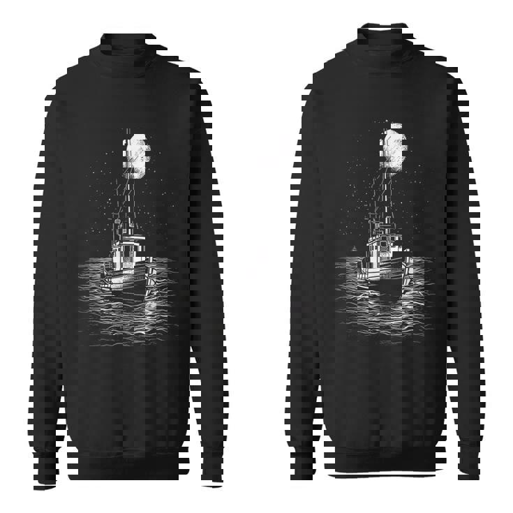 Bateau De Pêche Océan Capitaine Mer Cadeaux Étoiles Lune Nautique Sweater e
