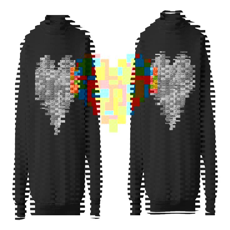 Brick Builder Heart Valentines Block Building Master Builder Sweatshirt