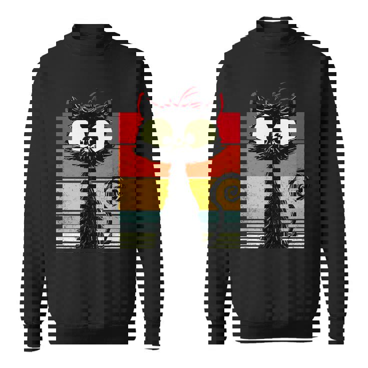 Chat Noir Mignon Chat Marrant Chat Rétro Sweater e