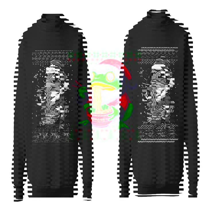 Christmas Frog Eating Ramen Ugly Christmas Sweater Sweatshirt