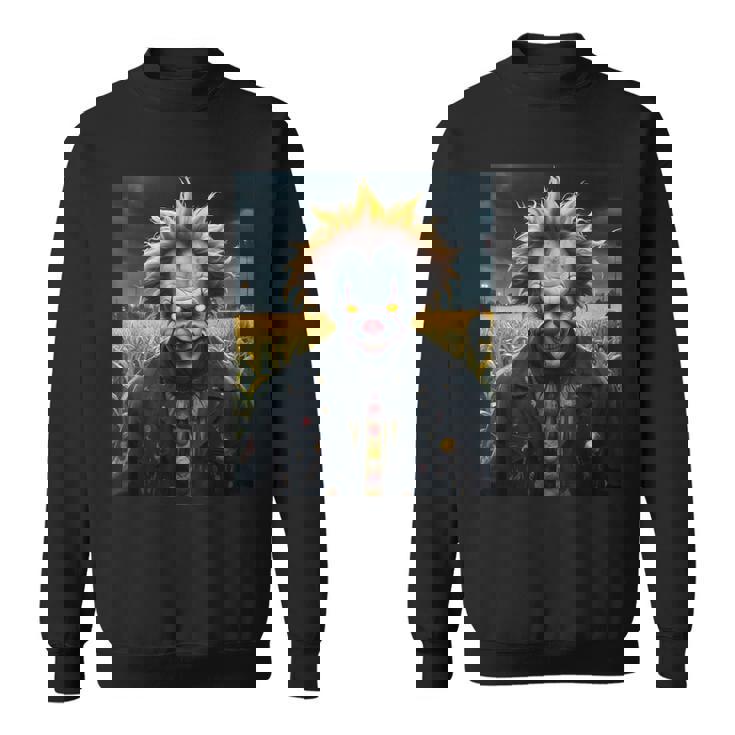 Clown Maléfique Un Champ De Maïs Monstre Sombre Horreur Effrayant Effrayant Sweater e