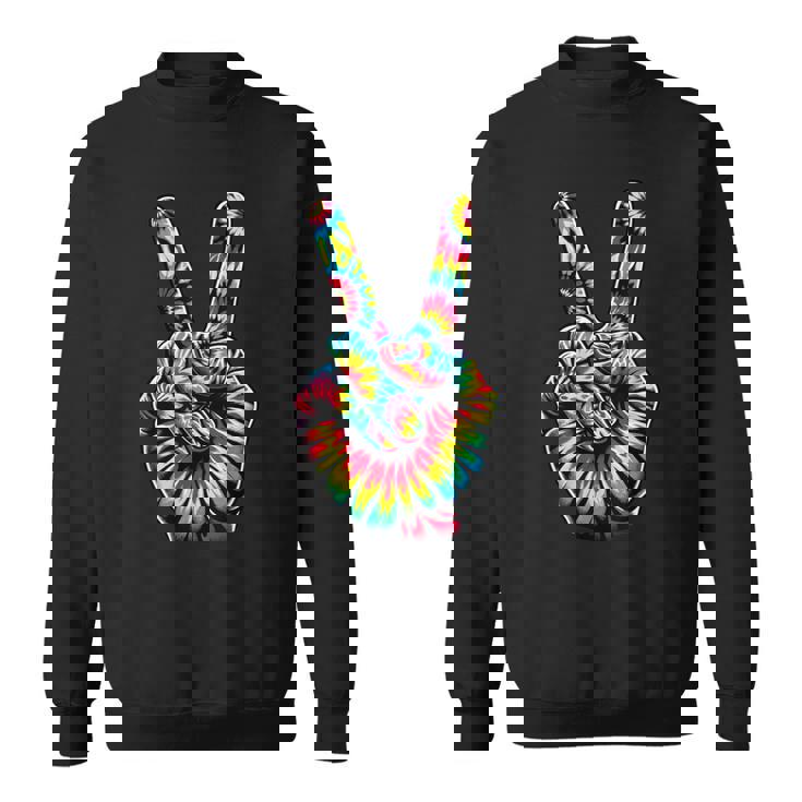 Cool Retro Tie Dye Peace Hand 1960S Hippie Peace Sign Sweatshirt