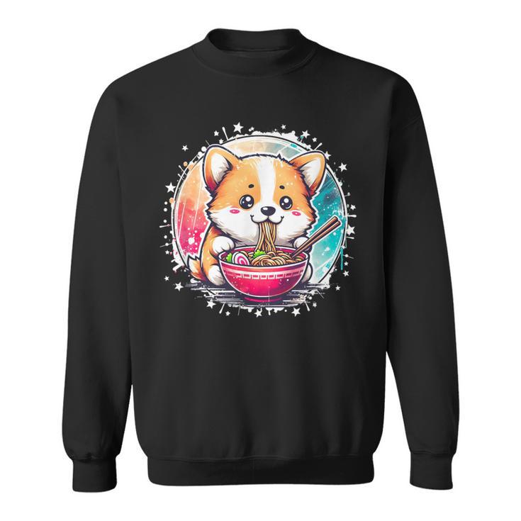 Corgi Dog Ramen Noodles Anime Cute Kawaii Manga Corgi Dog Sweatshirt