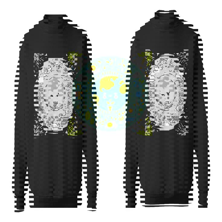 Cute Earth Holding Sapling Eco-Friendly Art Sweatshirt