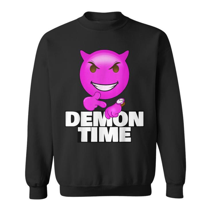 On Demon Time Meme Emote Trending Teen Slang Street Long Sleeve T 