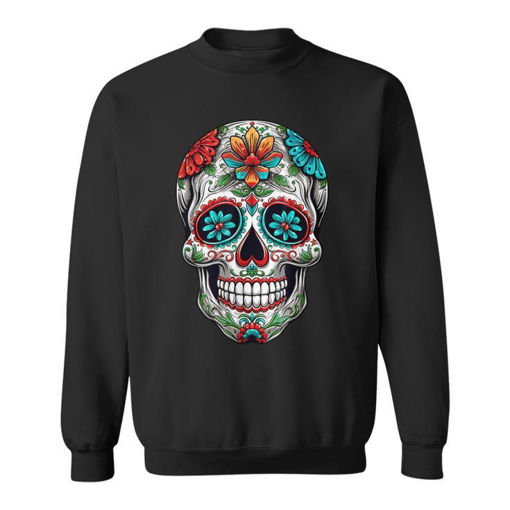 Dia De Los Muertos Decorative Mexican Head Sugar Skull Sweatshirt