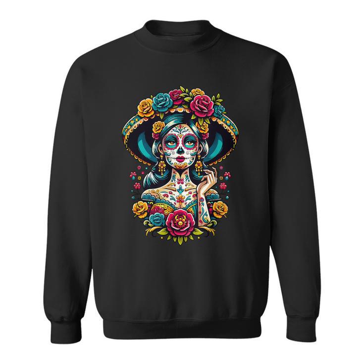 Dia De Los Muertos Sugar Mexican Inspired By La Catrina Sweatshirt