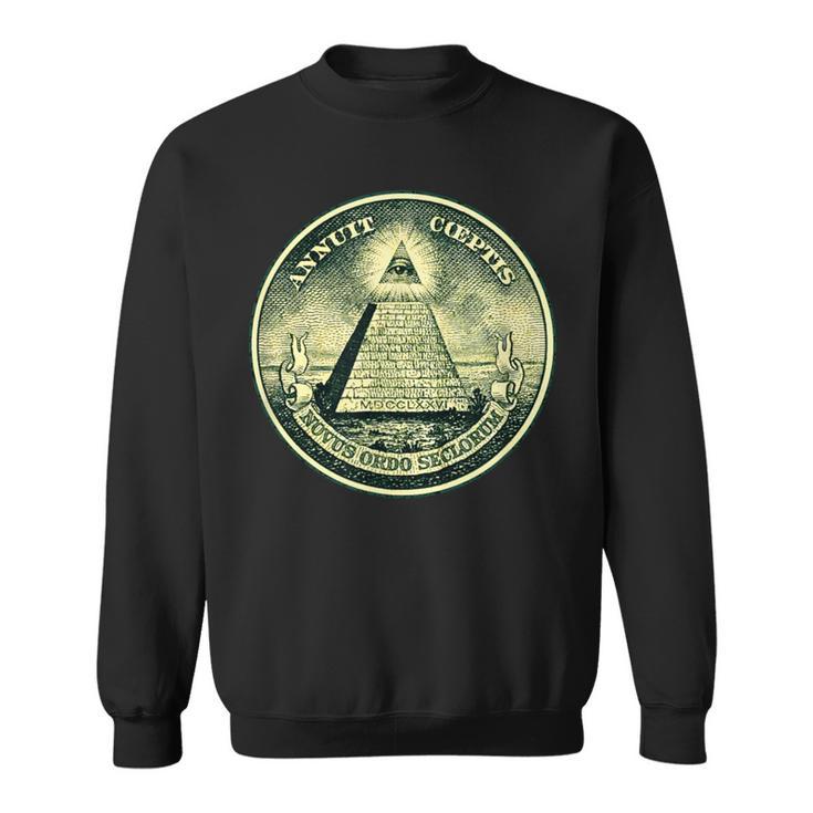 A Dollar Note Allseeing Eye Pyramid Illuminati Sweatshirt