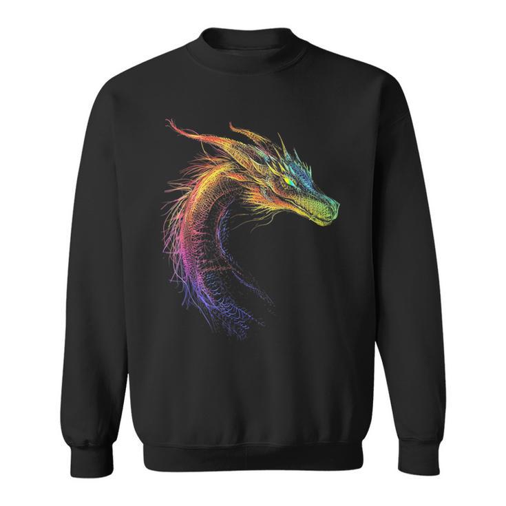 Drachen-Zeichnung Buntes Tier-Kunstwerk Fantasy-Drache Sweatshirt