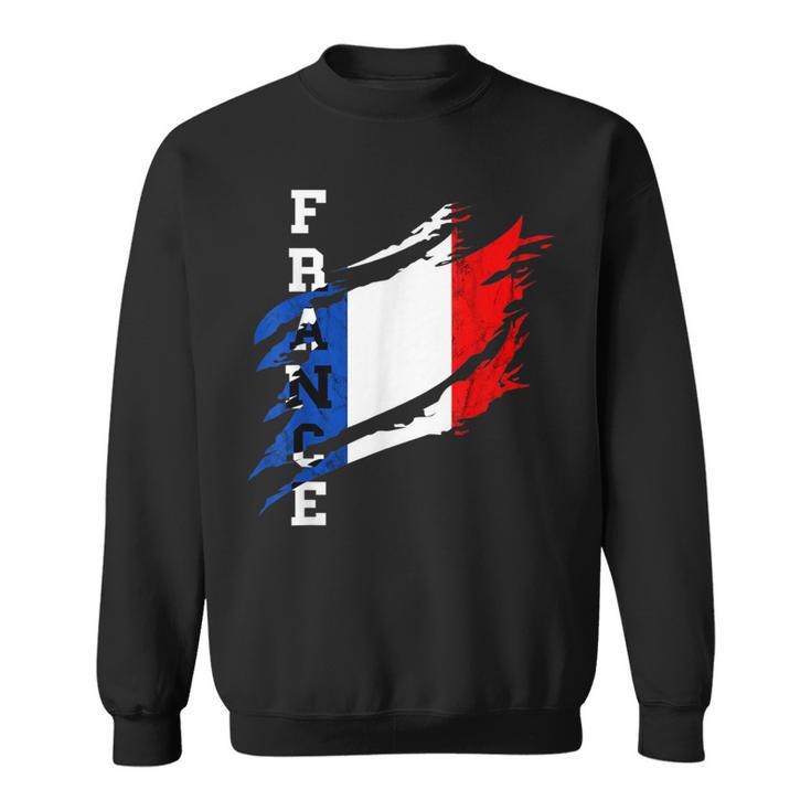 T-shirt Femme France Avec Motif Forêt Aux Couleurs Du Drapeau - Col V, Coupe Classique - Pour Fans De La France, Tourisme, Sorties Décontractées